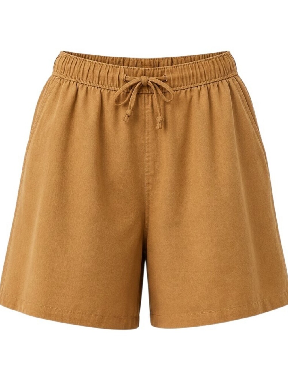 Tahari 100% Linen Shorts Size M Brown Pockets Pull On Drawstring Beach Coastal